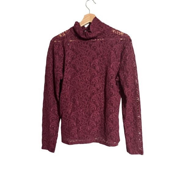Nicki Nicole Miller Maroon Lace Long Sleeve Top Tank Set Large - Picture 2 of 8